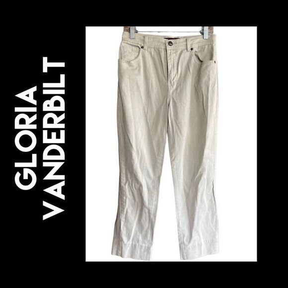 Gloria Vanderbilt Cream Colored Straight Leg Pants Size 8 - Picture 1 of 6